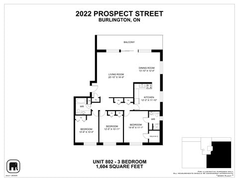 Floor plan for 3 beds, 1 bath